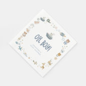 Serviette En Papier Whimsical Oh Boy Aquarelle Doodle Baby shower (Coin)
