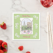 Serviette En Papier Whimsical Paris and Eiffel Tower Parley MAHJONG (En situation)