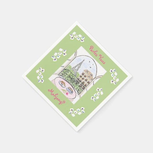Serviette En Papier Whimsical Paris and Eiffel Tower Parley MAHJONG (Coin)