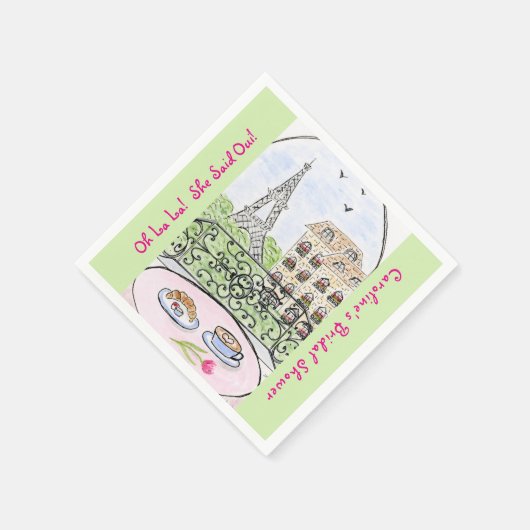 Serviette En Papier Whimsical Paris Eiffel Tower BRIDAL SHOWER  (Coin)