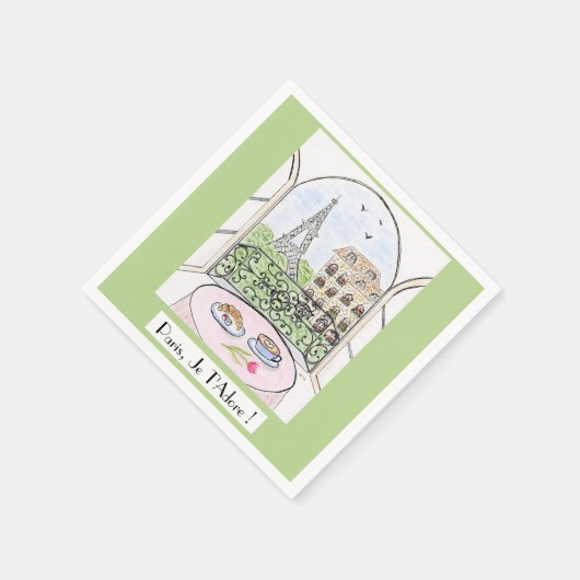 Serviette En Papier Whimsical Paris Eiffel Tower I Adore You! (Coin)