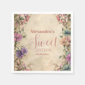 Serviette En Papier Whimsical Pastel Wildflower Sweet 16 (Devant)