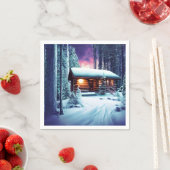 Serviette En Papier Whimsical Petit Cabine Rustique En Bois (En situation)