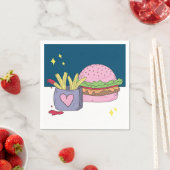 Serviette En Papier Whimsical Pink Burger et Fries fête d'anniversaire (En situation)