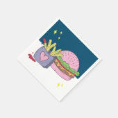Serviette En Papier Whimsical Pink Burger et Fries fête d'anniversaire (Coin)