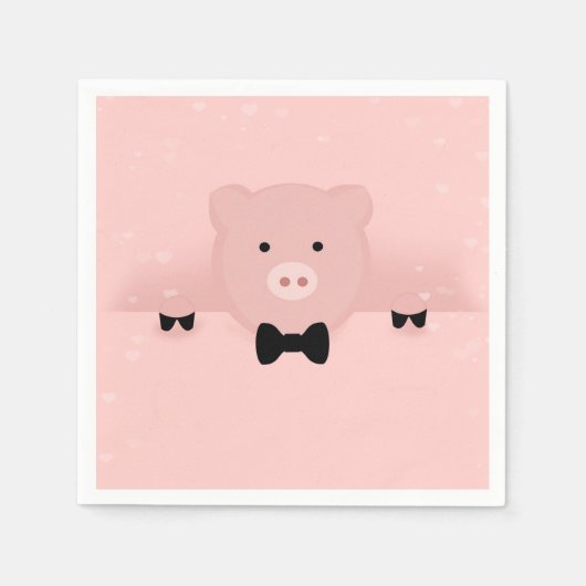 Serviette En Papier Whimsical pink pig cute Farm Animal (Devant)
