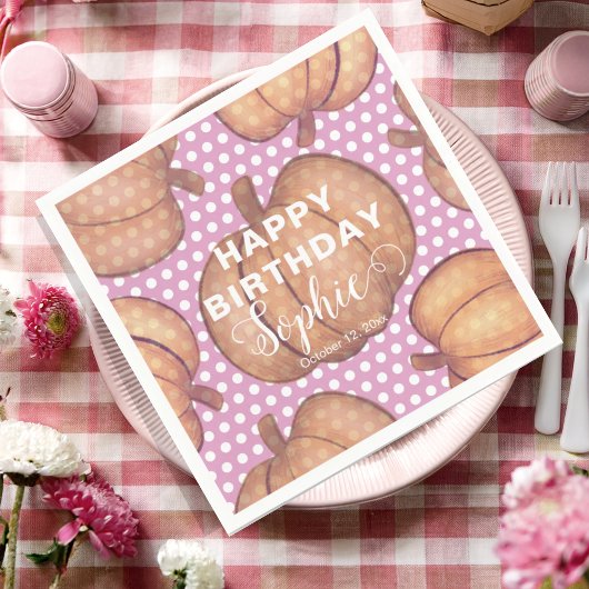 Serviette En Papier Whimsical Pumpkin Happy Birthday Party 