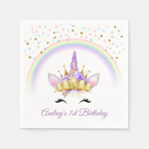 Serviette En Papier Whimsical Purple Unicorn Anniversaire Fête Favoris