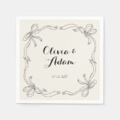 Serviette En Papier Whimsical Quirky Retro Mariage main tiré Bow (Devant)