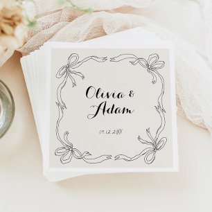 Serviette En Papier Whimsical Quirky Retro Mariage main tiré Bow