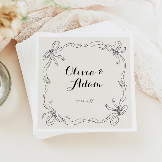 Serviette En Papier Whimsical Quirky Retro Mariage main tiré Bow