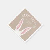 Serviette En Papier Whimsical Rabbit Ears On Beige Happy Easter (Coin)