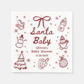 Serviette En Papier Whimsical Red Hand Drawn Christmas Baby Shower (Devant)