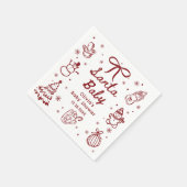 Serviette En Papier Whimsical Red Hand Drawn Christmas Baby Shower (Coin)
