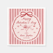 Serviette En Papier Whimsical Red Happy Galentine's Day Napkin (Devant)