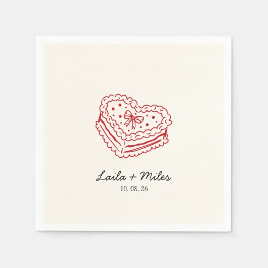 Serviette En Papier Whimsical red heart minimalistic wedding (Devant)