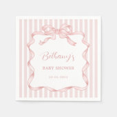 Serviette En Papier Whimsical Rose Blush Bow Ribbon Girl Baby shower (Devant)