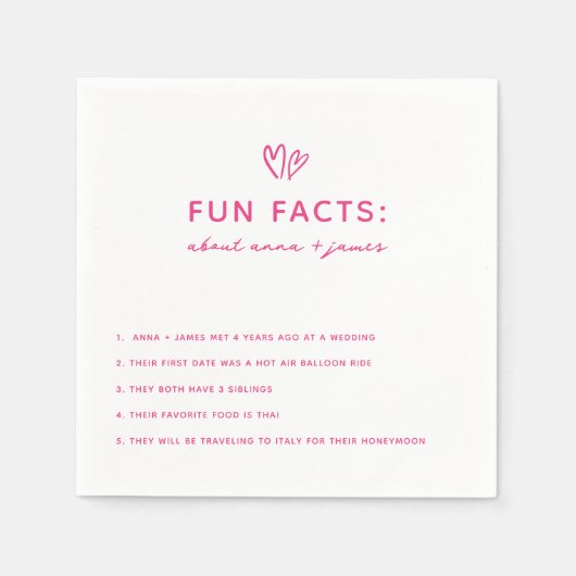 Serviette En Papier Whimsical Rose Fun Facts Mariage (Devant)