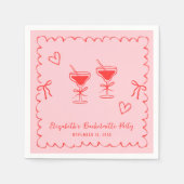 Serviette En Papier Whimsical Rose Red Wavy Frame Bachelorette Party (Devant)