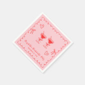 Serviette En Papier Whimsical Rose Red Wavy Frame Bachelorette Party (Coin)