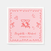 Serviette En Papier Whimsical rose rouge Mariage de trame (Devant)