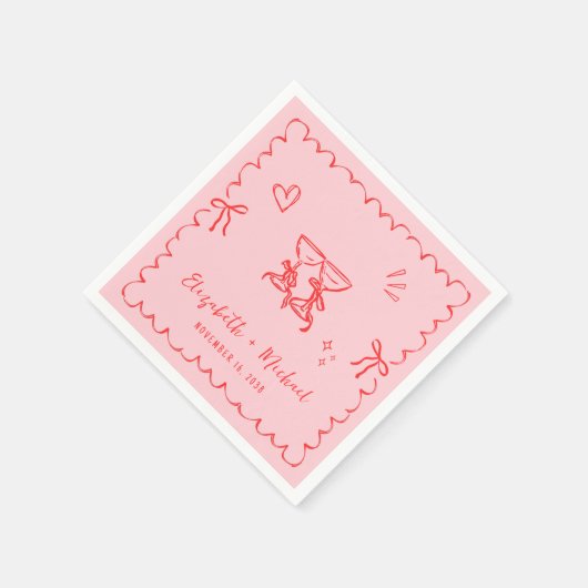 Serviette En Papier Whimsical rose rouge Mariage de trame (Coin)