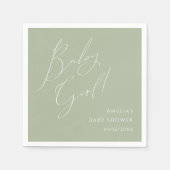 Serviette En Papier Whimsical Sage Green Baby shower bébé fille (Devant)