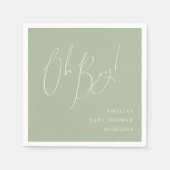 Serviette En Papier Whimsical Sage Green Oh Baby shower garçon (Devant)