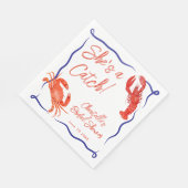 Serviette En Papier Whimsical She's a Catch Red Coastal Fête des marié (Coin)