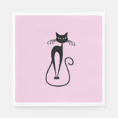 Serviette En Papier Whimsical Skinny Chat noir rose (Devant)