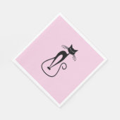 Serviette En Papier Whimsical Skinny Chat noir rose (Coin)