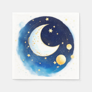 Serviette En Papier Whimsical Space et Moon Boy Baby shower