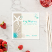 Serviette En Papier Whimsical Starfish + Beach Sand Mariage (En situation)