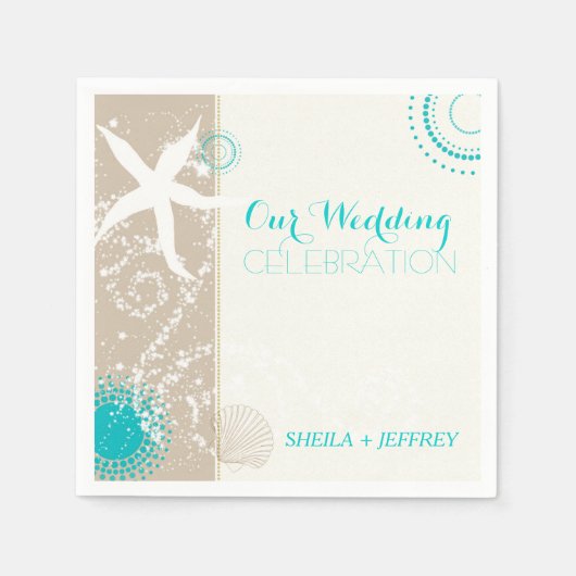 Serviette En Papier Whimsical Starfish + Beach Sand Mariage (Devant)
