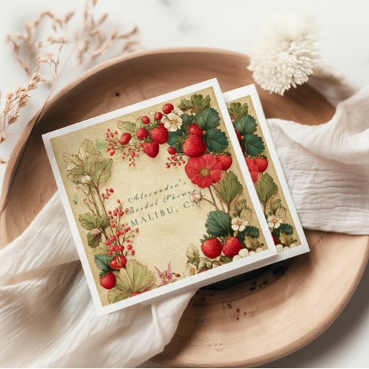 Serviette En Papier Whimsical Strawberry Botanicals Bridal Shower