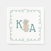 Serviette En Papier Whimsical Turquoise bleu initial tendance main tir (Devant)