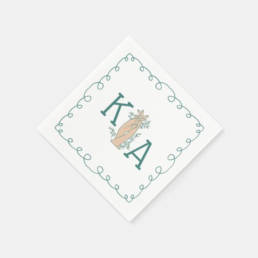 Serviette En Papier Whimsical Turquoise bleu initial tendance main tir (Coin)