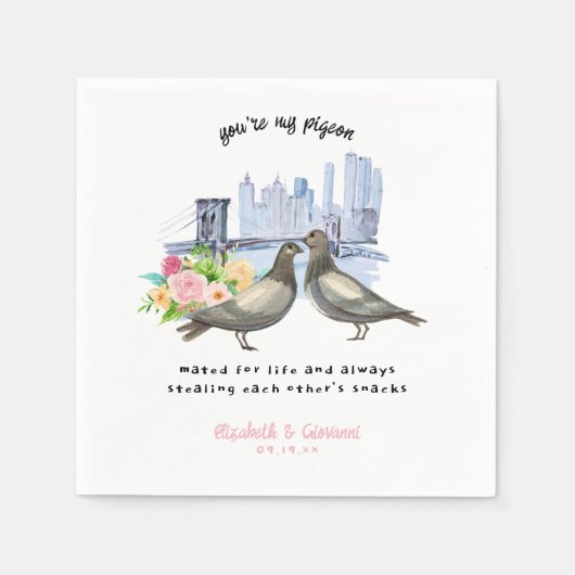Serviette En Papier Whimsical Vous êtes Mon Pigeon | Mariage (Devant)