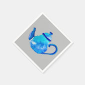 Serviette En Papier Whimsical watercolor blue teapot (Coin)
