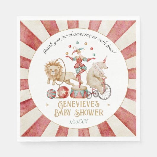 Serviette En Papier Whimsical Watercolor Circus Carnival Baby Shower (Devant)