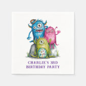 Serviette En Papier Whimsical Watercolor Monsters Fête d'anniversaire  (Devant)