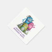 Serviette En Papier Whimsical Watercolor Monsters Fête d'anniversaire  (Coin)