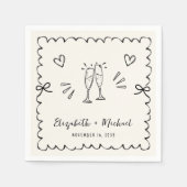Serviette En Papier Whimsical Wavy Frame Mariage (Devant)