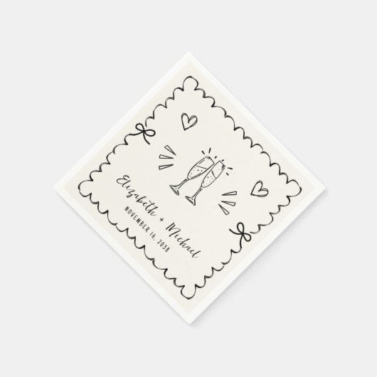 Serviette En Papier Whimsical Wavy Frame Mariage (Coin)