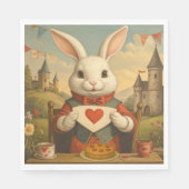 Serviette En Papier Whimsical White Rabbit Hearts Enchanted Wonderland (Devant)