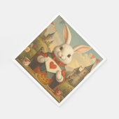 Serviette En Papier Whimsical White Rabbit Hearts Enchanted Wonderland (Coin)