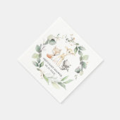 Serviette En Papier Whimsical Woodland Animaux Baby shower verdoyant (Coin)