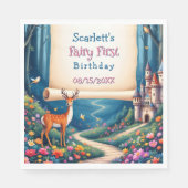 Serviette En Papier Whimsical Woodland Castle Fairy First 1st Birthday (Devant)