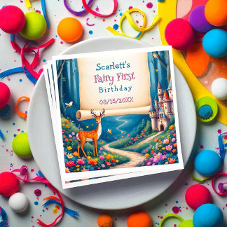 Serviette En Papier Whimsical Woodland Castle Fairy First 1st Birthday