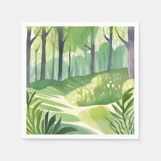 Serviette En Papier Whimsical Woods | Forest Watercolor Landscape (Devant)